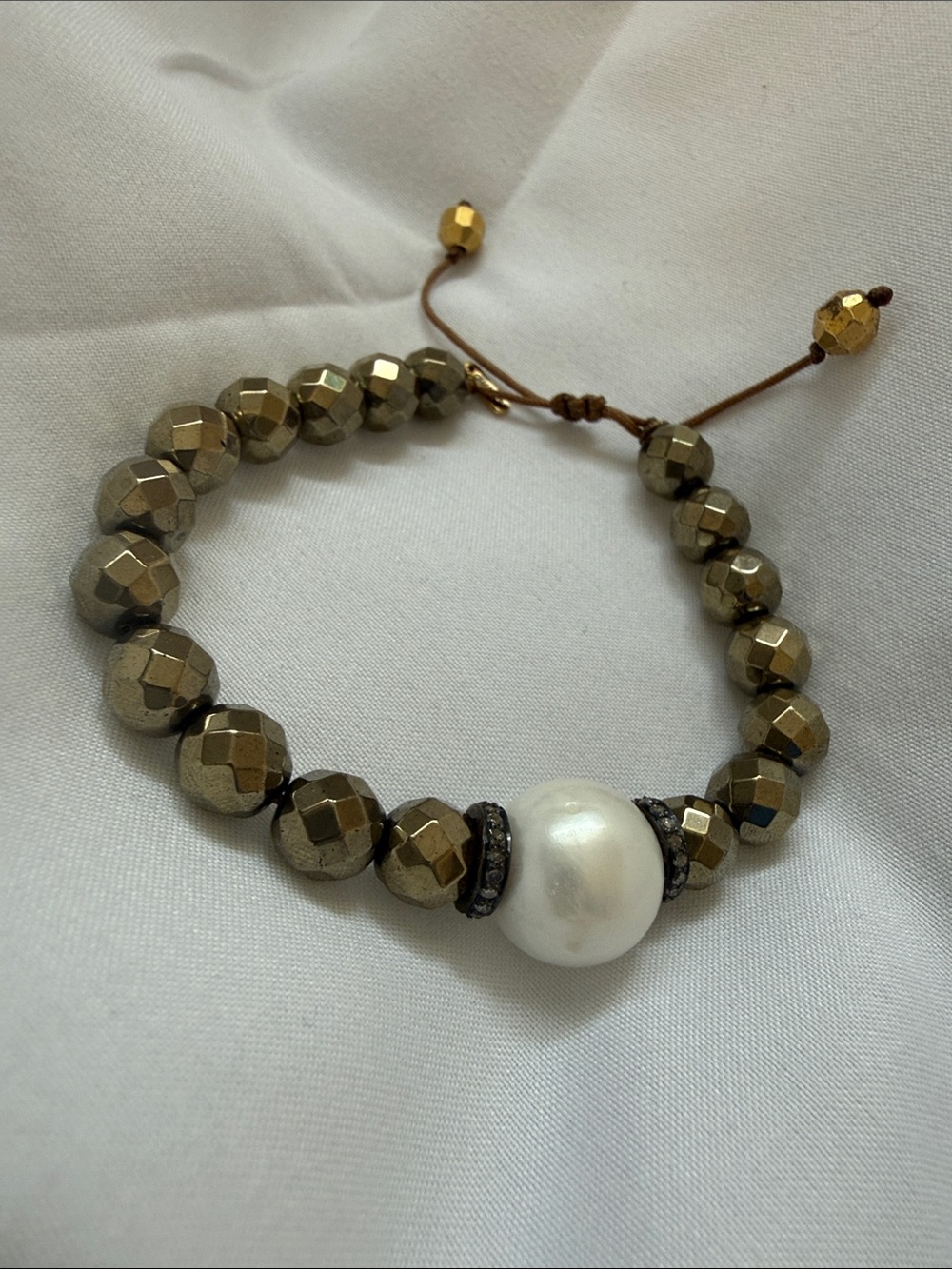 NEW Chan Luu Gold Hematite Bracelet with White Pearl